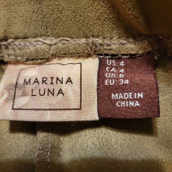 Vintage Marina Luna Faux Suede Camel Brown Stretch Pants Women's Size 4 - Picture 4 of 6